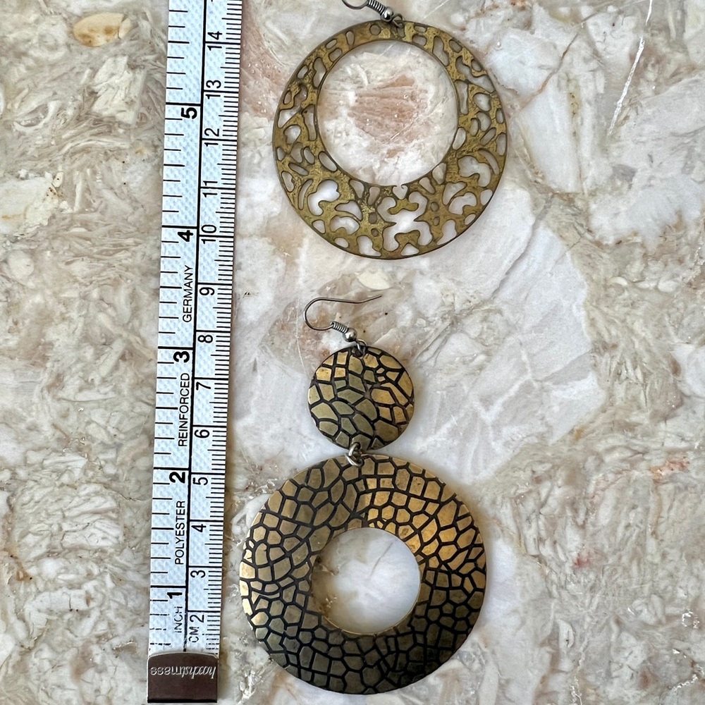 Brassy Bundle Boho Jungle Circle Dangle Earrings (2) - Picture 2 of 6